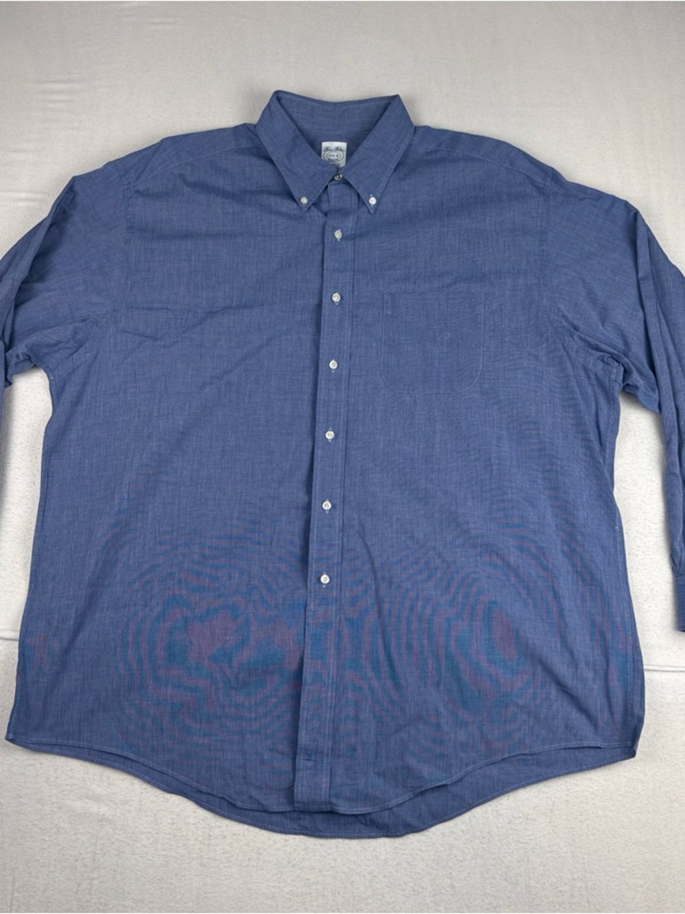 VTG Brooks Brothers Makers Relaxed fit Royal Blue Dress Shirt 17.5-6 Made USA
